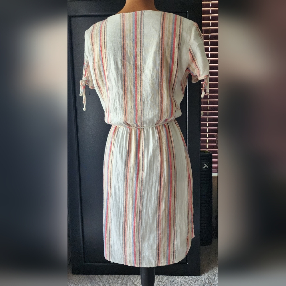 City Studio cream / multi color V neck lightweight cotton dress juniors medium - Picture 5 of 8